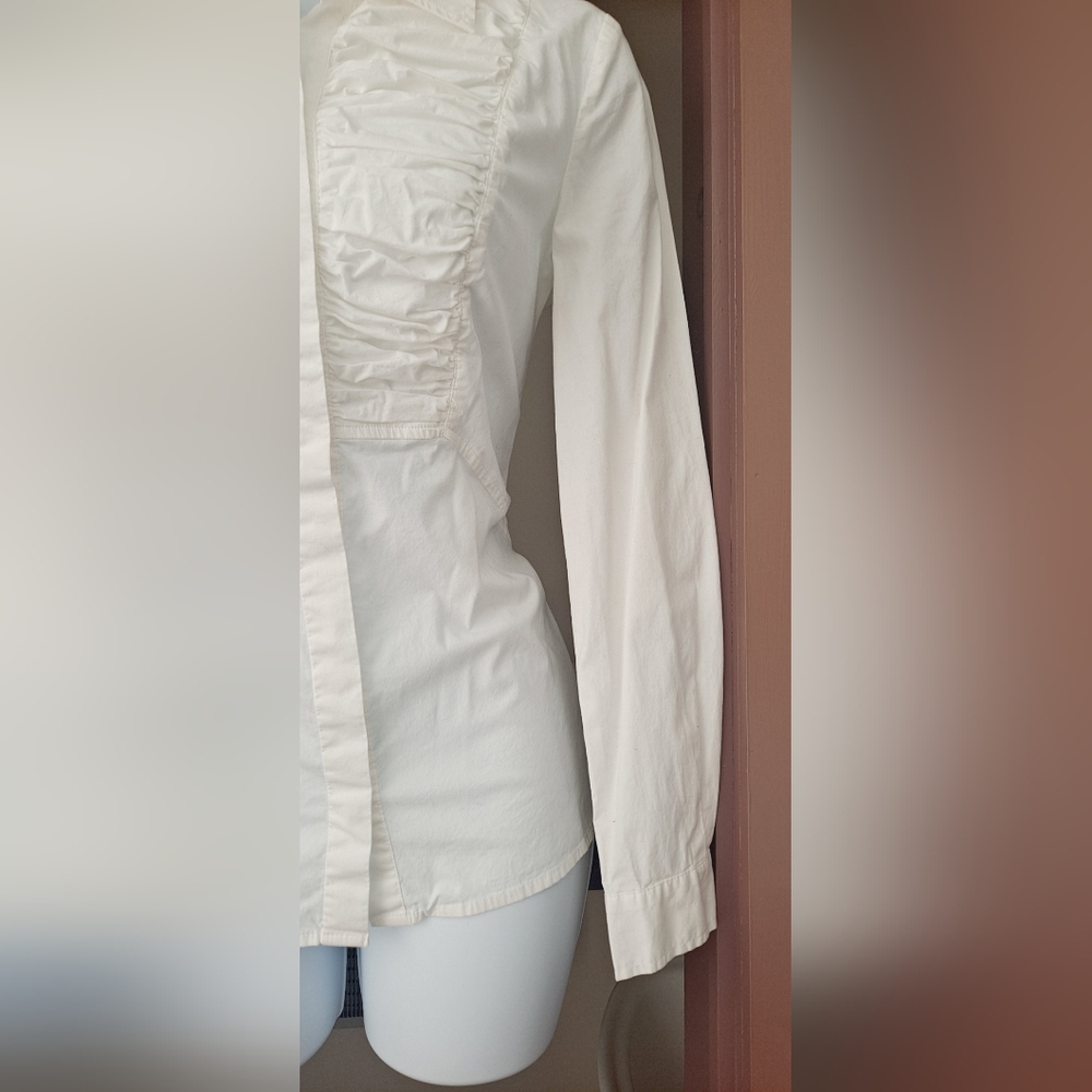 NWOT Brand New Moda International Victoria's Secret Tuxedo Top Ruffled Blouse - Picture 3 of 12
